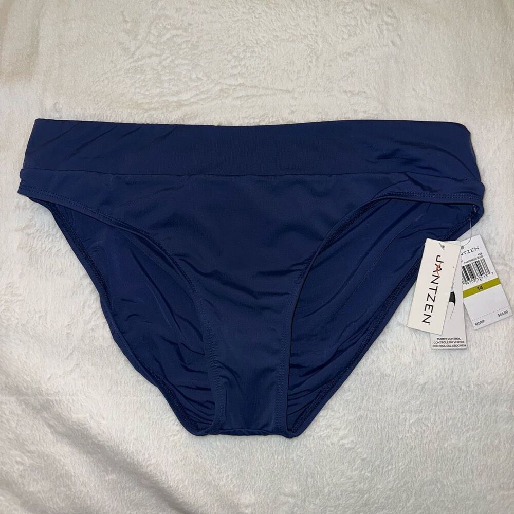 Jantzen Women’s Navy Blue Tummy Control Swim Bottoms Size 14 NWT